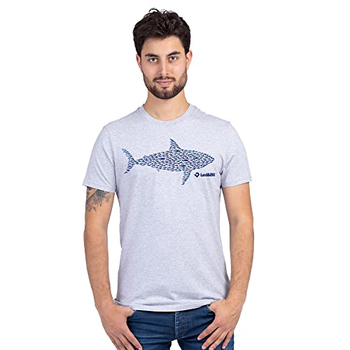 Lexi&Bö Smart Sardines Herren T-Shirt mit witzigem Fisch Druck in Hai Form aus Bio-Baumwolle und fairer Produktion in Portugal Lexi&Bö Smart Sardines Herren T-Shirt mit witzigem Fisch Druck in Hai Form aus Bio-Baumwolle und fairer Produktion in Portugal von Lexi&Bö