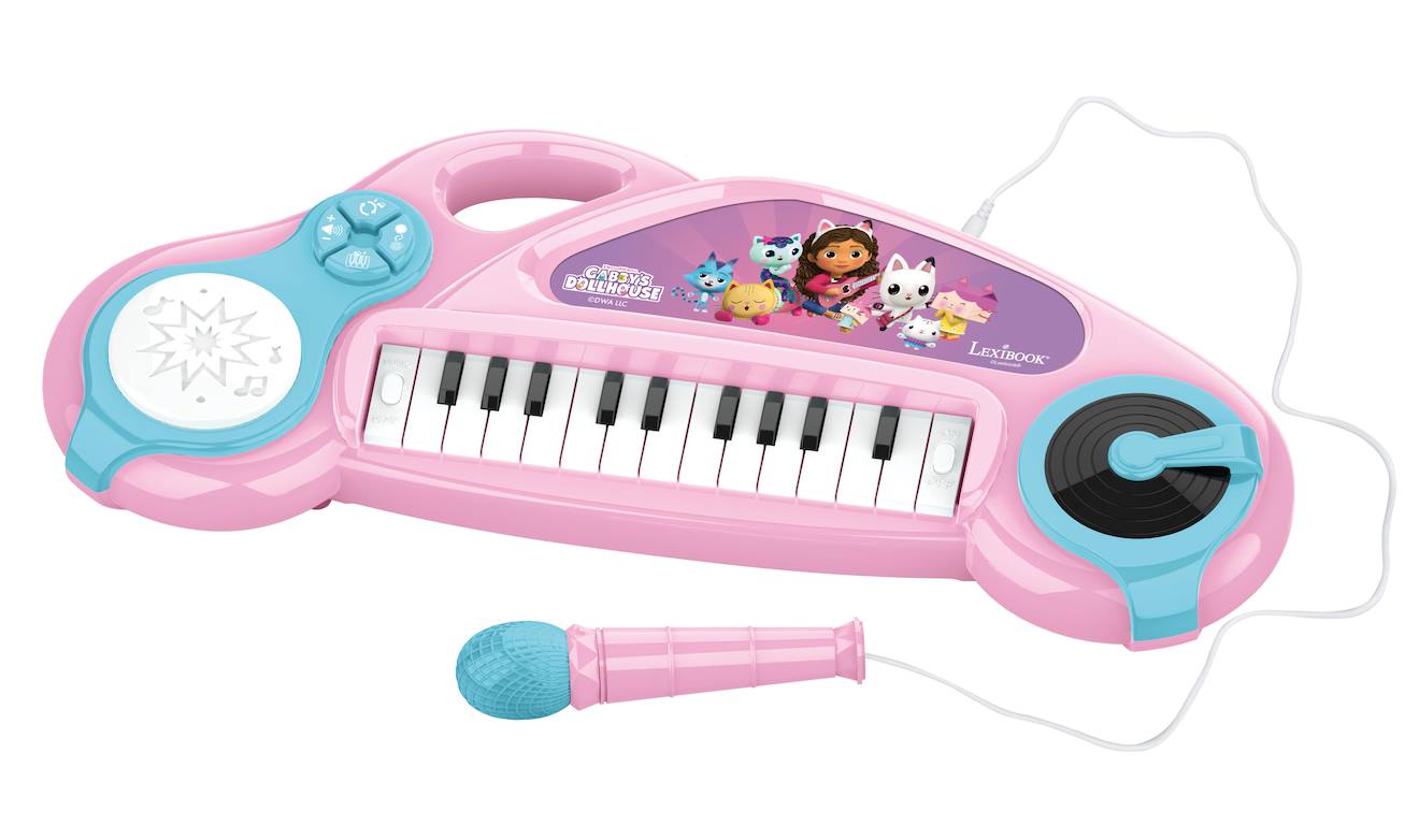 Gabby’s Dollhouse Elektronisches Kinder-Keyboard mit Lichtern & Mikrofon – 24 Tasten Musikspielzeug mit 22 Melodien von Lexibook
