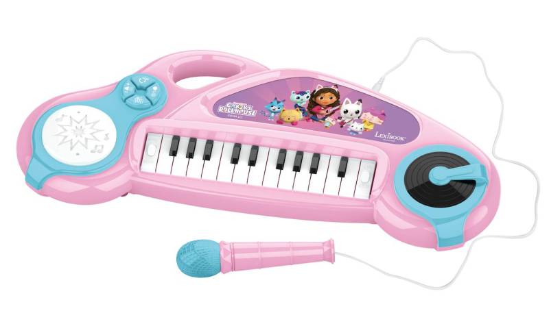 Gabby’s Dollhouse Elektronisches Kinder-Keyboard mit Lichtern & Mikrofon – 24 Tasten Musikspielzeug mit 22 Melodien von Lexibook