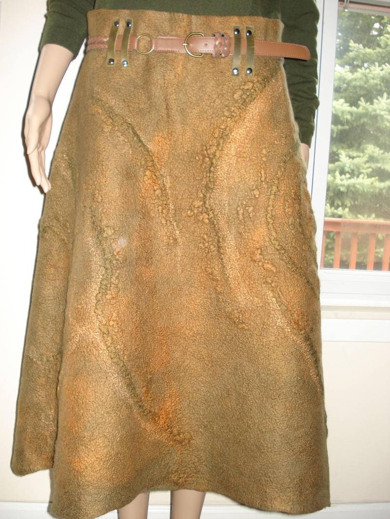 Nuno Filz Frauen Merino Wolle/Seide/Bambus Langer Rock Wolle/Seide /Bamboo Fasern. New.w34 L32 "Kostenloser Versand von LexiesStoreGoods