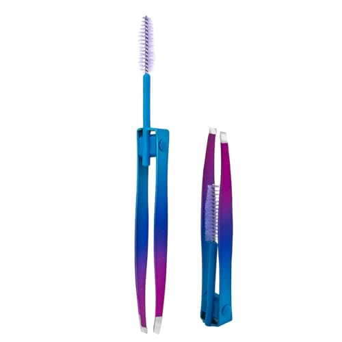 Haarentfernung Pinzetten, Augenbrauen -Pinzetten mit Pinsel | 2 in 1 Edelstahl -Augenbrauenclip mit Pinsel | Haarpfeilwerkzeug, falscher Wimpern Applikator, Make -up -Pflege für die Reise im Freien von Lexsyn