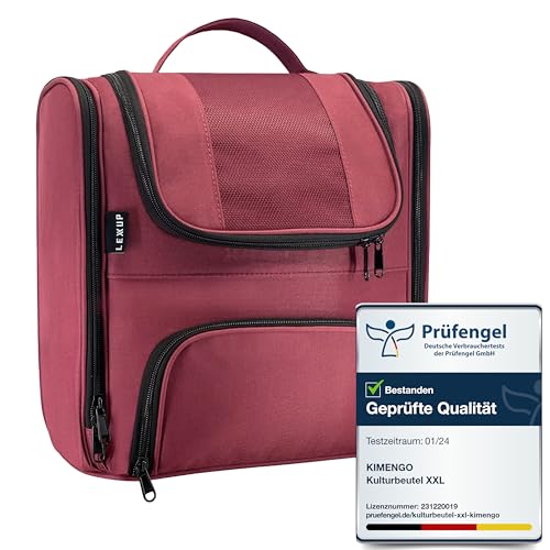 LEXXUP Kosmetiktasche XXL Kulturbeutel zum Aufhängen [11L Stauraum] 1 STK Kulturtasche Damen Kulturbeutel Herren Wasserabweisende Toilettentasche Schminktasche (Rot) von Lexxup