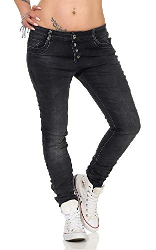 10118 fashion4young Knackige Damen Jeans Röhrenjeans Hose Boyfriend Style Damenjeans Streetstyle, Anthrazit-, XS von Lexxury