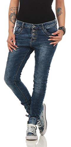 10118 fashion4young Knackige Damen Jeans Röhrenjeans Hose Boyfriend Style Damenjeans Streetstyle, Blau, 4XL von Lexxury