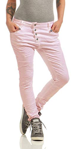 10118 fashion4young Knackige Damen Jeans Röhrenjeans Hose Boyfriend Style Damenjeans Streetstyle, Rosa, S von Lexxury