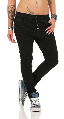 10118 fashion4young Knackige Damen Jeans Röhrenjeans Hose Boyfriend Style Damenjeans Streetstyle, Schwarz, 3XL von Lexxury