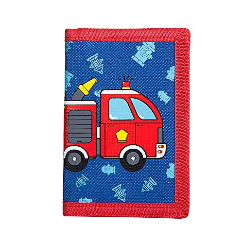 Leyeve Trifold Canvas Outdoor schöne Cartoon Geldbörse für Kinder - Weihnachtsmann, Feuerwehrauto, Dreifach gefaltete Brieftasche von Leyeve