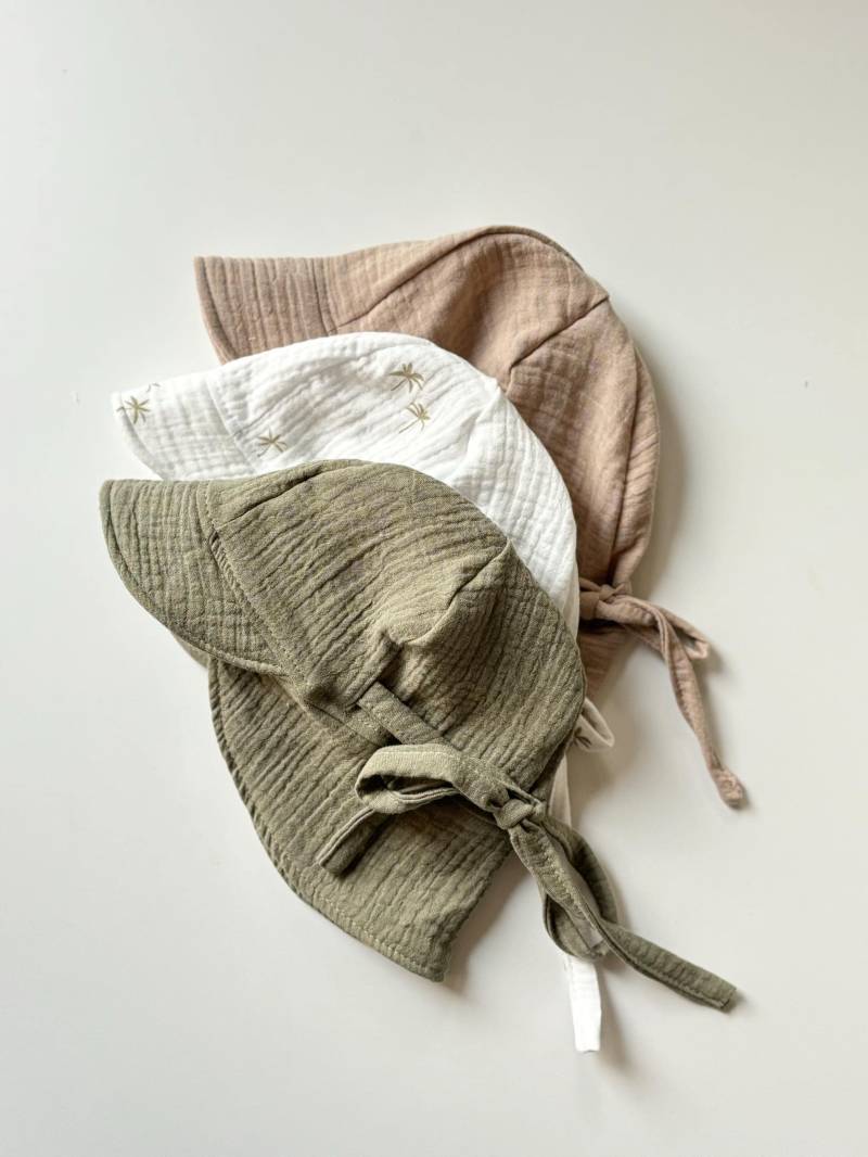 Musselinmütze Babys Und Kleinkinder, Kopftuch Musselin, Sonnenmütze Kinder, Sonnenschutz, Sommermütze, Schirmmütze, Nackenschutz Mütze von LeyouKids