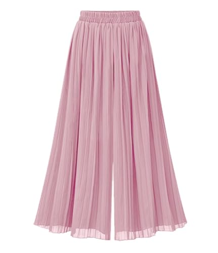 Leyoutx Damen Hosenrock mit elastischer Taille, plissiert, Chiffon, weites Bein, fließende Hose, Pink, Groß Leyoutx Damen Hosenrock mit elastischer Taille, plissiert, Chiffon, weites Bein, fließende Hose, Pink, Groß von Leyoutx