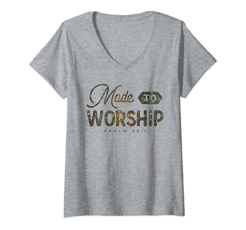 Damen Made To Worship Christian T-Shirt mit V-Ausschnitt von LezBCoffee Made To Worship Christian