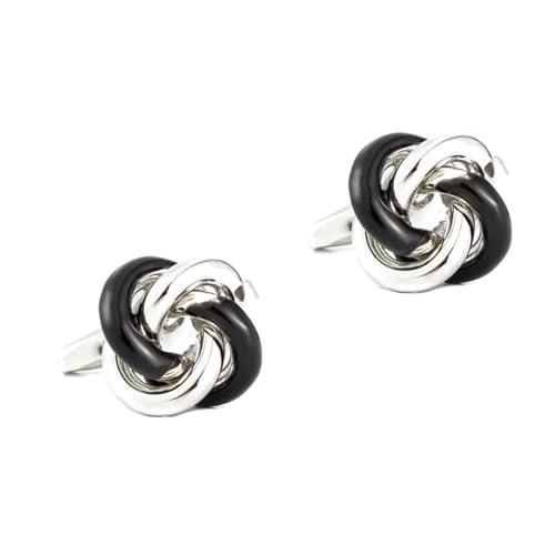 Einfache gemischte Farbe gebratener Teig Twists Metall Manschettenknöpfe Männer Frauen Französisch Business Empfang Knöpfe Zubehör,Schwarz,1 Paar von LfearTesa
