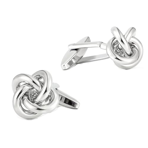 Einfache gemischte Farbe gebratener Teig Twists Metall Manschettenknöpfe Männer Frauen Französisch Business Empfang Knöpfe Zubehör,Silber,1 Paar von LfearTesa