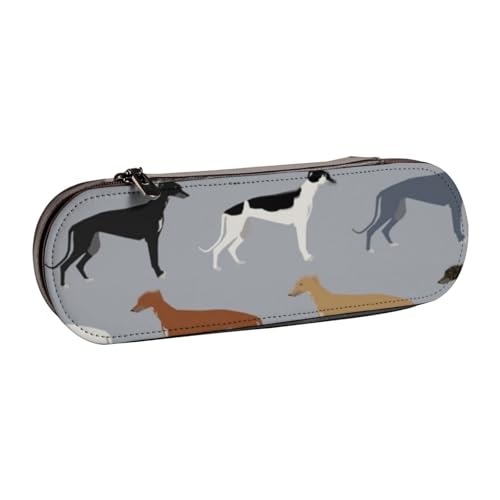 Hartschalen-Federmäppchen, Schreibwaren-Organizer, Federmäppchen und Kosmetiktasche aus Leder, Windhunde, größere Version, Hunde, Windhundmäntel, Farben von LfearTesa