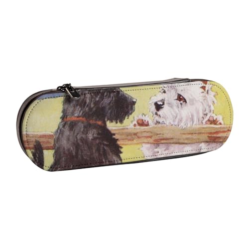 Hartschalen-Federmäppchen, Schreibwaren-Organizer, Federmäppchen und Make-up-Tasche aus Leder, Scottish Terrier, West Highland Terrier von LfearTesa