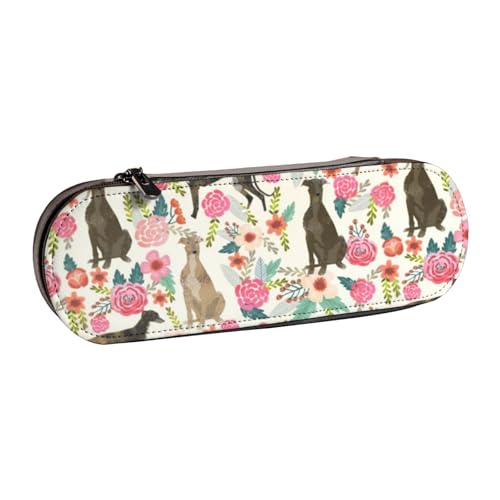 Hartschalen-Federmäppchen, Schreibwaren-Organizer, Federmäppchen und Make-up-Tasche aus Leder, mit Windhund-Aufdruck von LfearTesa