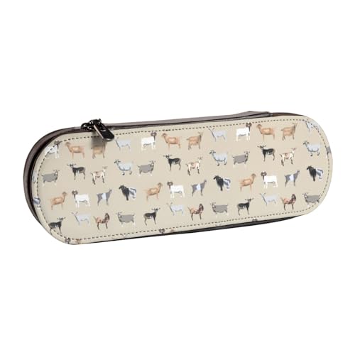 Hartschalen-Federmäppchen, Schreibwaren-Organizer, Federmäppchen und Schminktasche aus Leder, Ziegen, Ziegentapete, Ziegenrassen, Bauernhof von LfearTesa
