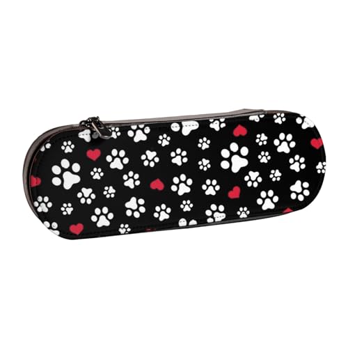 Hartschalen-Federmäppchen, Schreibwaren-Organizer, Leder, Federmäppchen und Make-up-Tasche, Hundepfote, Katzenpfote, Herz, Liebe von LfearTesa