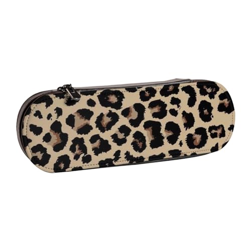 Hartschalen-Federmäppchen, Schreibwaren-Organizer, Leder, Federmäppchen und Make-up-Tasche, Leopardenmuster von LfearTesa