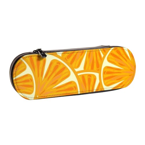 Hartschalen-Federmäppchen, Schreibwaren-Organizer, Leder, Federmäppchen und Make-up-Tasche, leuchtendes Orange von LfearTesa