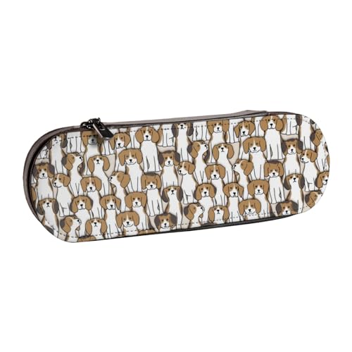 Hartschalen-Federmäppchen, Schreibwaren-Organizer, Leder-Federmäppchen und Make-up-Tasche, Beagles von LfearTesa