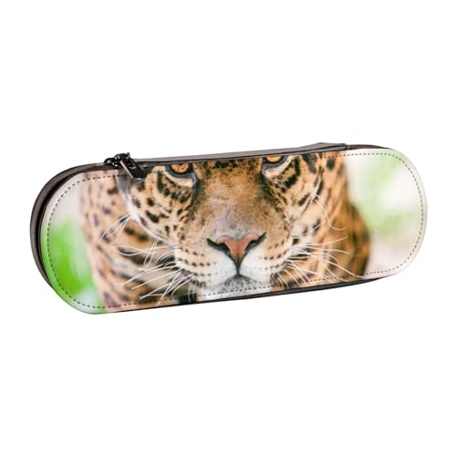 Hartschalen-Federmäppchen, Schreibwaren-Organizer, Leder-Federmäppchen und Make-up-Tasche, Leopardenmuster von LfearTesa