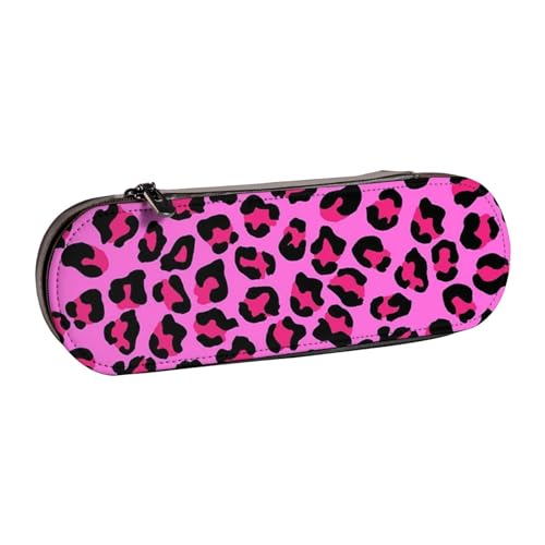 Hartschalen-Federmäppchen, Schreibwaren-Organizer, Leder-Federmäppchen und Make-up-Tasche, lila Leopardenmuster von LfearTesa
