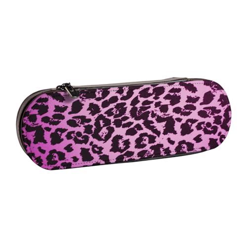 Hartschalen-Federmäppchen, Schreibwaren-Organizer, Leder-Federmäppchen und Make-up-Tasche, lila Leopardenmuster von LfearTesa