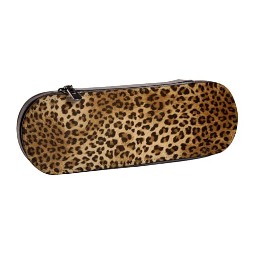 Hartschalen-Federmäppchen, Schreibwaren-Organizer, Leder-Federmäppchen und Make-up-Tasche, niedliches Leopardenmuster von LfearTesa