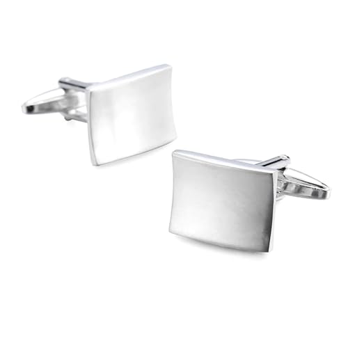 Herren Französische Hemdmanschettenknöpfe Klassische Laser Metall Quadrat Gitter Manschettenknöpfe,Farbe 1,1 Paar von LfearTesa