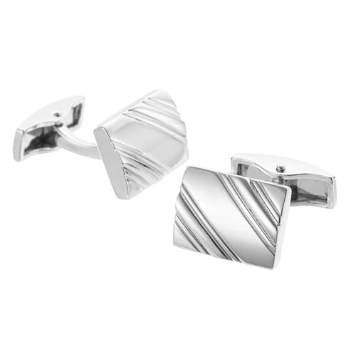 Herren Französische Hemdmanschettenknöpfe Klassische Laser Metall Quadrat Gitter Manschettenknöpfe,Farbe 17,1 Paar von LfearTesa