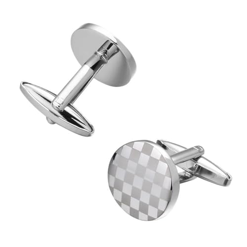 Herren Französische Hemdmanschettenknöpfe Klassische Laser Metall Quadrat Gitter Manschettenknöpfe,Farbe 19,1 Paar von LfearTesa