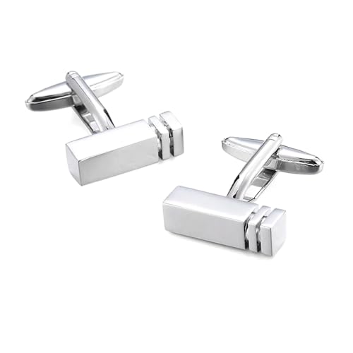 Herren Französische Hemdmanschettenknöpfe Klassische Laser Metall Quadrat Gitter Manschettenknöpfe,Farbe 28,1 Paar von LfearTesa