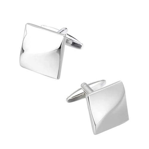 Herren Französische Hemdmanschettenknöpfe Klassische Laser Metall Quadrat Gitter Manschettenknöpfe Hochzeitsanzug Zubehör Schmuck,Farbe 1,1 Paar von LfearTesa