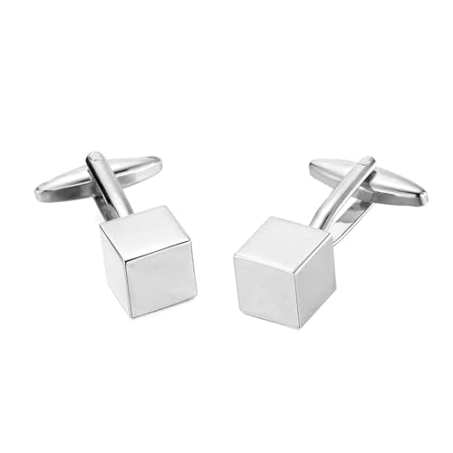 Herren Französische Hemdmanschettenknöpfe Klassische Laser Metall Quadrat Gitter Manschettenknöpfe Hochzeitsanzug Zubehör Schmuck,Farbe 12,1 Paar von LfearTesa