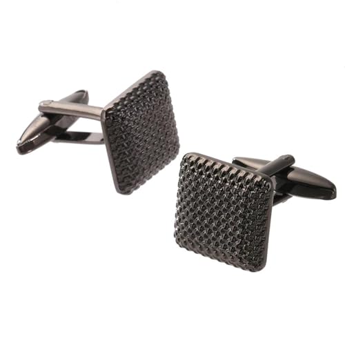 Herren Französische Hemdmanschettenknöpfe Klassische Laser Metall Quadrat Gitter Manschettenknöpfe Hochzeitsanzug Zubehör Schmuck,Farbe 14,1 Paar von LfearTesa