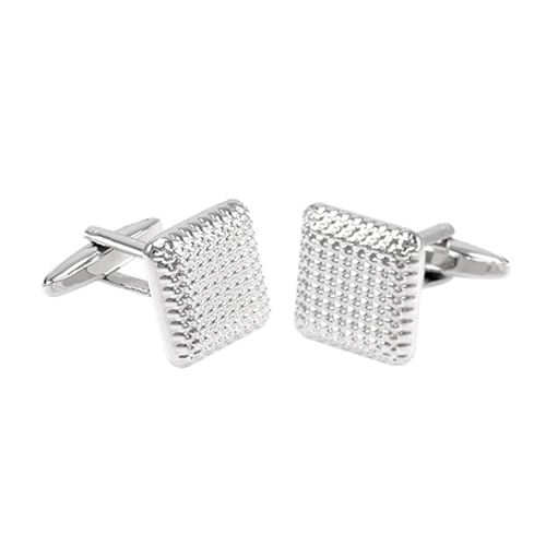 Herren Französische Hemdmanschettenknöpfe Klassische Laser Metall Quadrat Gitter Manschettenknöpfe Hochzeitsanzug Zubehör Schmuck,Farbe 2,1 Paar von LfearTesa