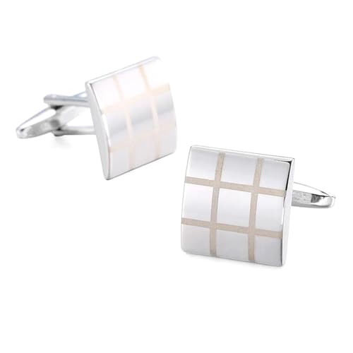 Herren Französische Hemdmanschettenknöpfe Klassische Laser Metall Quadrat Gitter Manschettenknöpfe Hochzeitsanzug Zubehör Schmuck,Farbe 20,1 Paar von LfearTesa