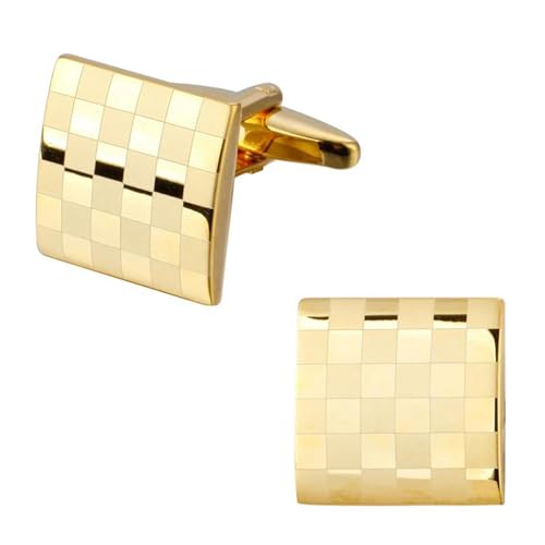 Herren Französische Hemdmanschettenknöpfe Klassische Laser Metall Quadrat Gitter Manschettenknöpfe Hochzeitsanzug Zubehör Schmuck,Farbe 21,1 Paar von LfearTesa