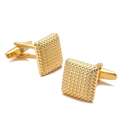 Herren Französische Hemdmanschettenknöpfe Klassische Laser Metall Quadrat Gitter Manschettenknöpfe Hochzeitsanzug Zubehör Schmuck,Farbe 24,1 Paar von LfearTesa