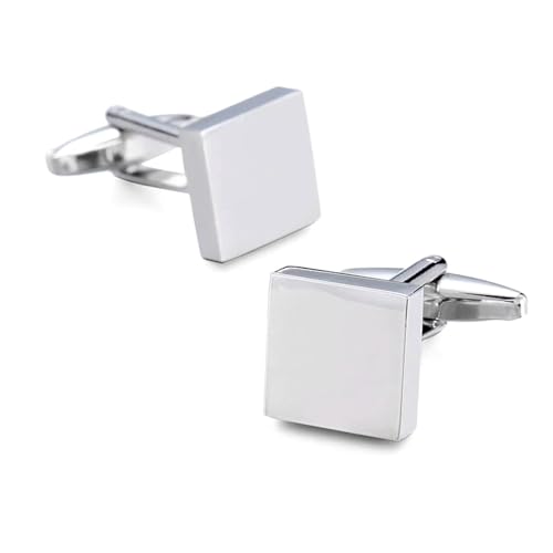 Herren Französische Hemdmanschettenknöpfe Klassische Laser Metall Quadrat Gitter Manschettenknöpfe Hochzeitsanzug Zubehör Schmuck,Farbe 4,1 Paar von LfearTesa