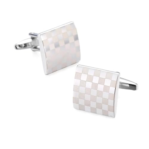 Herren Französische Hemdmanschettenknöpfe Klassische Laser Metall Quadrat Gitter Manschettenknöpfe Hochzeitsanzug Zubehör Schmuck,Farbe 5,1 Paar von LfearTesa