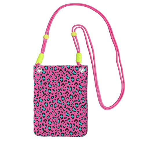 Kleine Umhängetasche, Handy-Geldbörse, Geldbörse, Umhängetasche, süßes Leopardenmuster (2),Fuchsia von LfearTesa