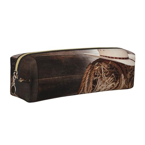 LfearTesa Bleistifttasche, Federmäppchen aus Leder, Schreibwaren-Organizer-Box,Amerikanischer Westen Rodeo Cowboy Strohhut Traditionelle Western Ranching Seil Alte Holz Ranch Scheune LfearTesa Bleistifttasche, Federmäppchen aus Leder, Schreibwaren-Organizer-Box,Amerikanischer Westen Rodeo Cowboy Strohhut Traditionelle Western Ranching Seil Alte Holz Ranch Scheune von LfearTesa
