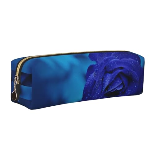 LfearTesa Bleistifttasche, Federmäppchen aus Leder, Schreibwaren-Organizer-Box,Blaue Rose von LfearTesa