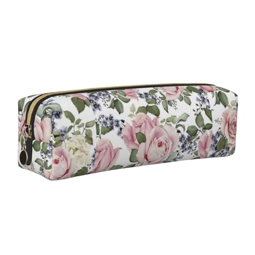 LfearTesa Bleistifttasche, Federmäppchen aus Leder, Schreibwaren-Organizer-Box,Blühende rosa Rose LfearTesa Bleistifttasche, Federmäppchen aus Leder, Schreibwaren-Organizer-Box,Blühende rosa Rose von LfearTesa