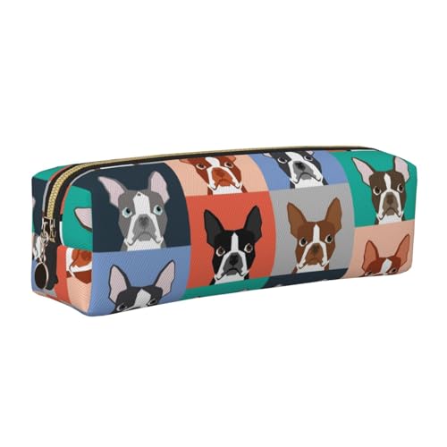 LfearTesa Bleistifttasche, Federmäppchen aus Leder, Schreibwaren-Organizer-Box,Boston Terrier Hund LfearTesa Bleistifttasche, Federmäppchen aus Leder, Schreibwaren-Organizer-Box,Boston Terrier Hund von LfearTesa