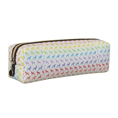 LfearTesa Bleistifttasche, Federmäppchen aus Leder, Schreibwaren-Organizer-Box,Boxerhunde Regenbogen (abgeschnitten) von LfearTesa