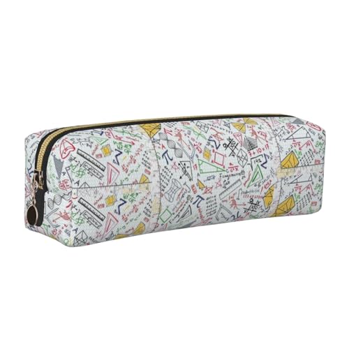 LfearTesa Bleistifttasche, Federmäppchen aus Leder, Schreibwaren-Organizer-Box,Bunte Mathe-Doodles auf Gitter LfearTesa Bleistifttasche, Federmäppchen aus Leder, Schreibwaren-Organizer-Box,Bunte Mathe-Doodles auf Gitter von LfearTesa