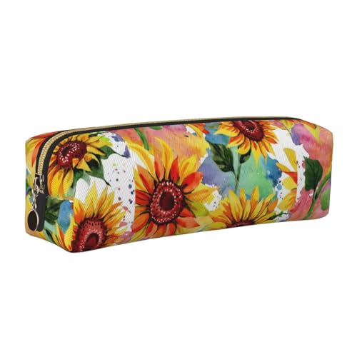 LfearTesa Bleistifttasche, Federmäppchen aus Leder, Schreibwaren-Organizer-Box,Bunte Sonnenblume LfearTesa Bleistifttasche, Federmäppchen aus Leder, Schreibwaren-Organizer-Box,Bunte Sonnenblume von LfearTesa