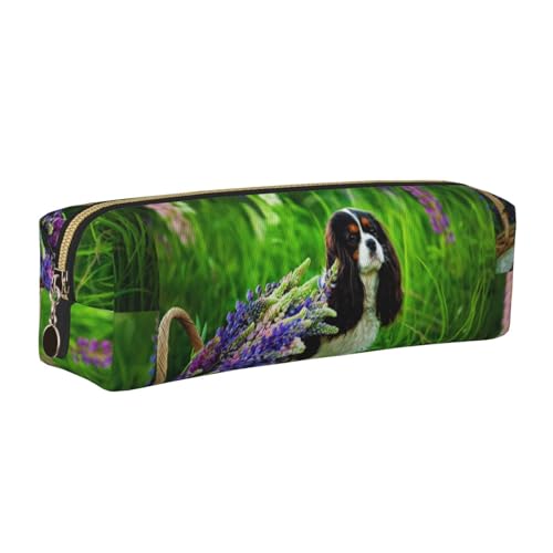 LfearTesa Bleistifttasche, Federmäppchen aus Leder, Schreibwaren-Organizer-Box,Cavalier King Charles Spaniel Hund Lupine Blumen LfearTesa Bleistifttasche, Federmäppchen aus Leder, Schreibwaren-Organizer-Box,Cavalier King Charles Spaniel Hund Lupine Blumen von LfearTesa
